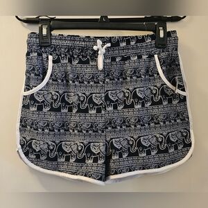 LA 12St Women's Navy Blue Athletic Yoga Dolphin Elephant Print Shorts NWT